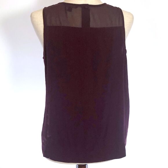 American Eagle Plum Pleated Applique Sleeveless Top - Picture 3 of 5
